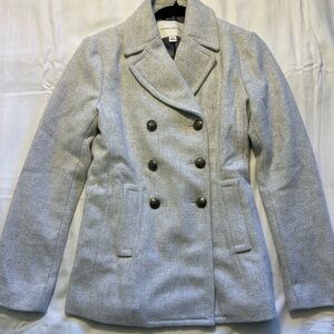 Banana Republic Light Gray Double-Breasted Pea Coat